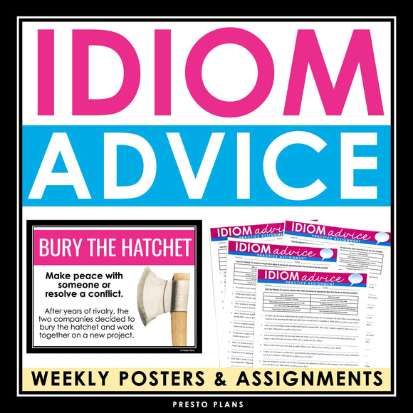 Idiom Posters and Activities - Idioms with Advice Classroom Bulletin Board Decor