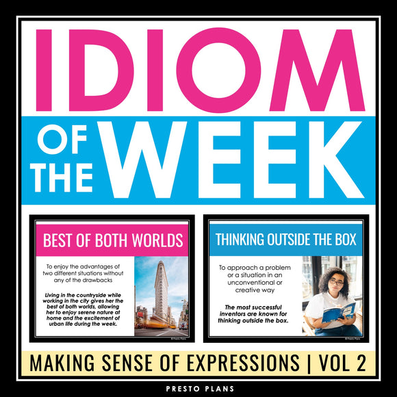 Idiom of the Week Posters - Classroom Bulletin Board Decor Idioms - Vol 2