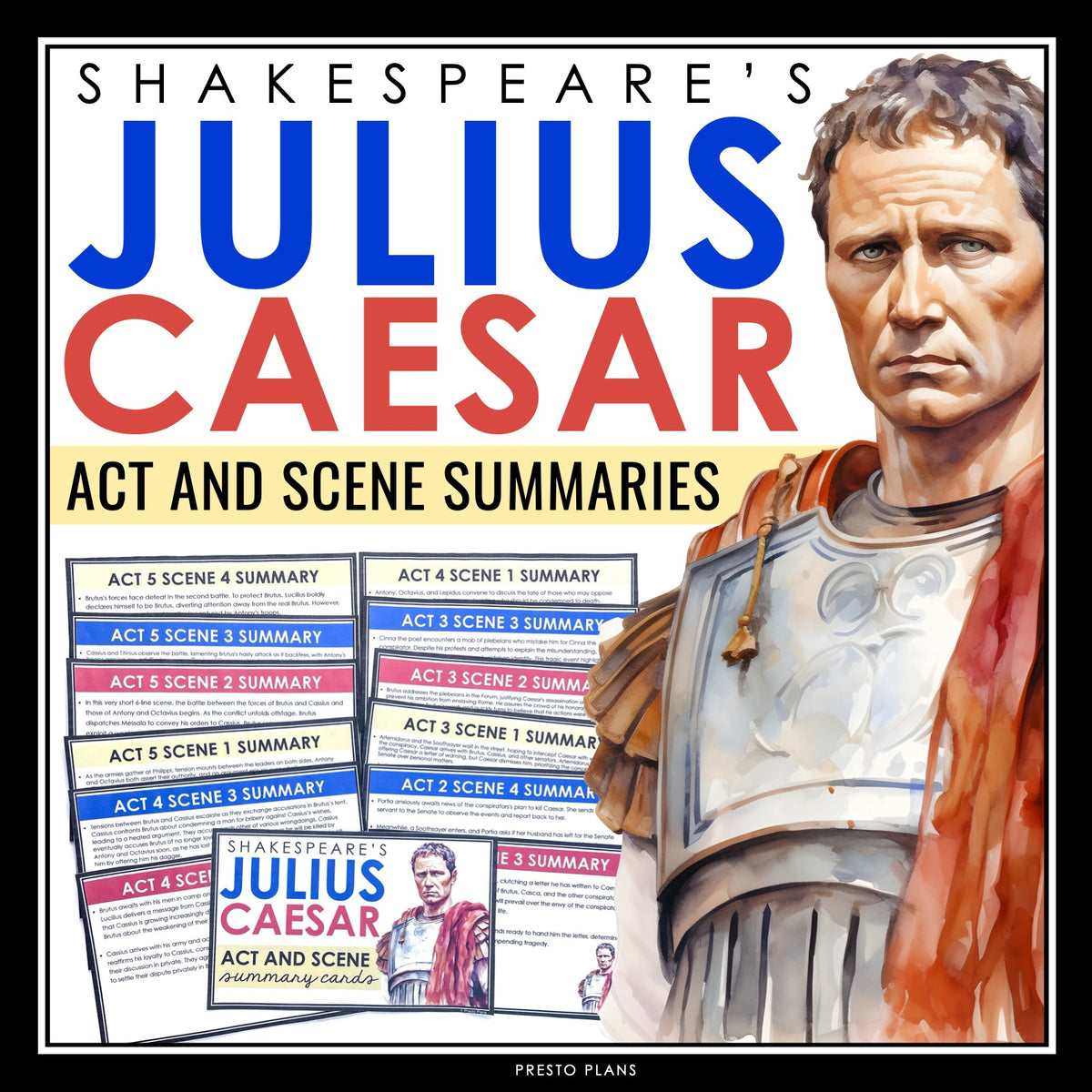 Julius Caesar Summary Act & Scene Cards - Plot Summaries for Shakespea ...