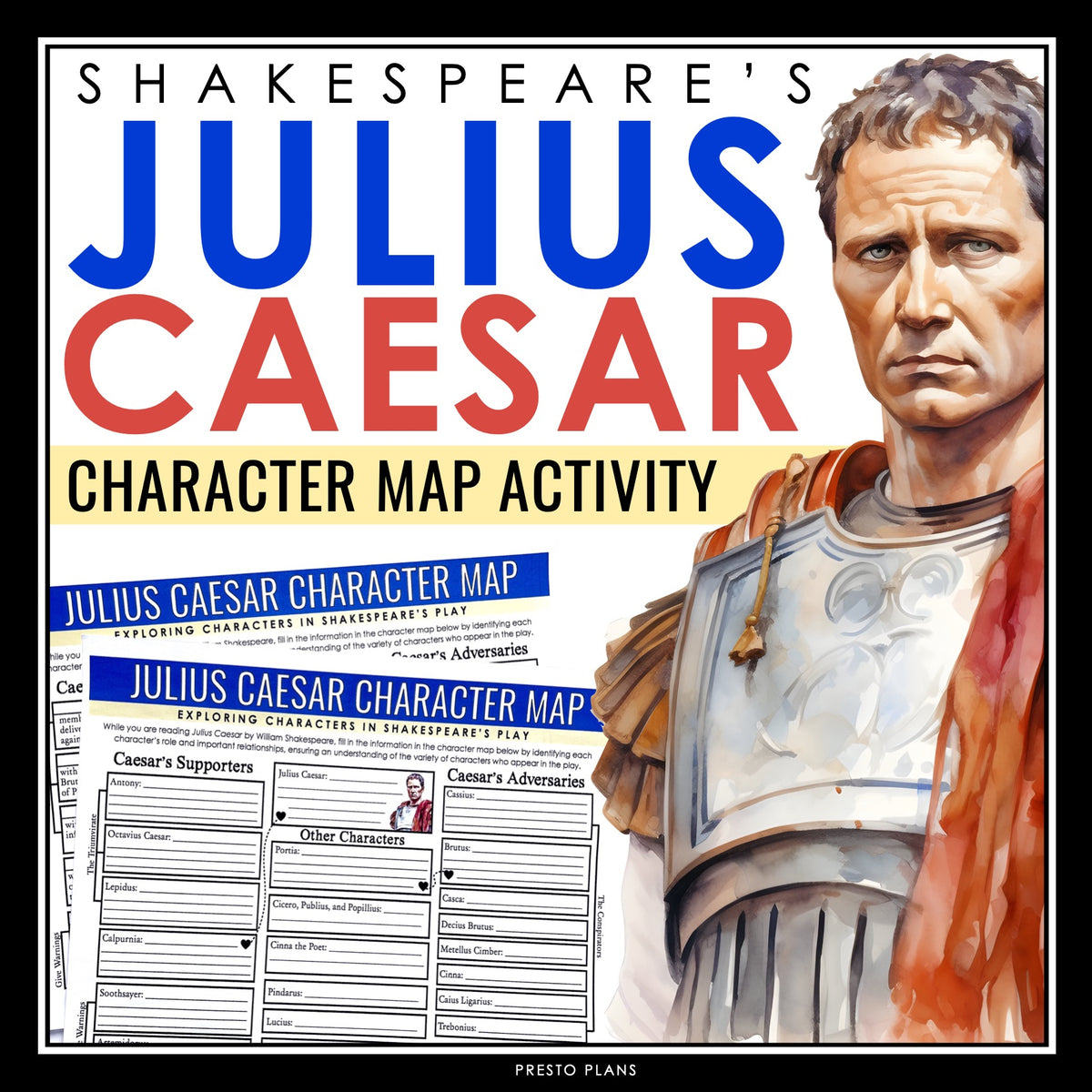 Julius Caesar Character Map - Shakespeare's Play Graphic Organizer Ass ...