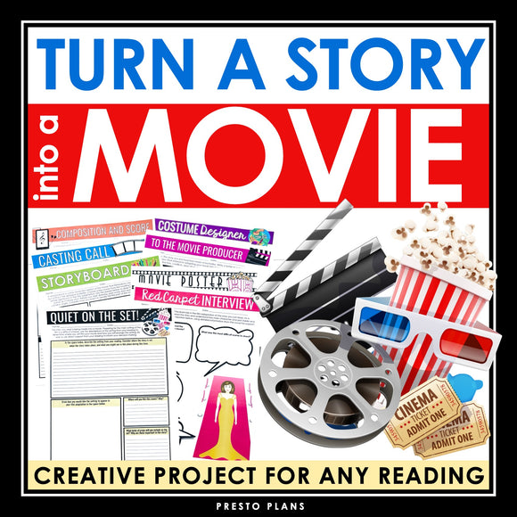 Novel or Short Story Project - Turn a Story into a Movie Book Report Assignments