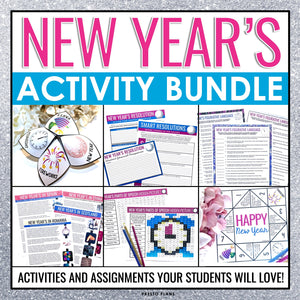 New Year's Activity Bundle - Assignments, Games, and Activities for the New Year