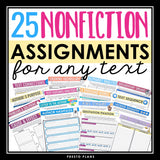 Nonfiction Assignments For Any Text - Fun Informational Text Reading Activities