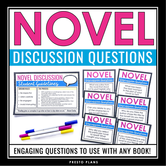 Independent Novel Discussion Questions - Book Club or Literature Circle Activity