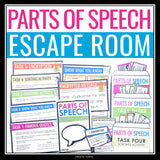 Parts of Speech Escape Room Activity - Breakout Stations Grammar Review Game