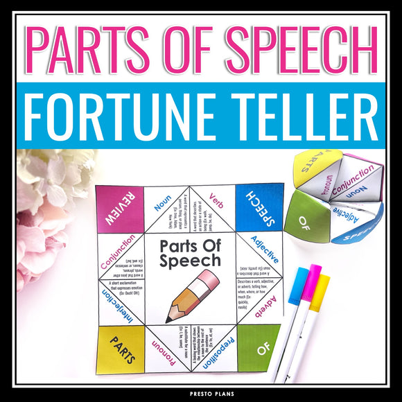 Parts of Speech Activity - Folding a Paper Fortune Teller Grammar Game