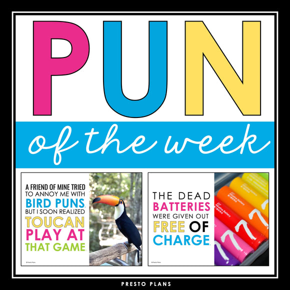 Pun Posters - Funny Classroom Bulletin Board Literary Devices Decor Display