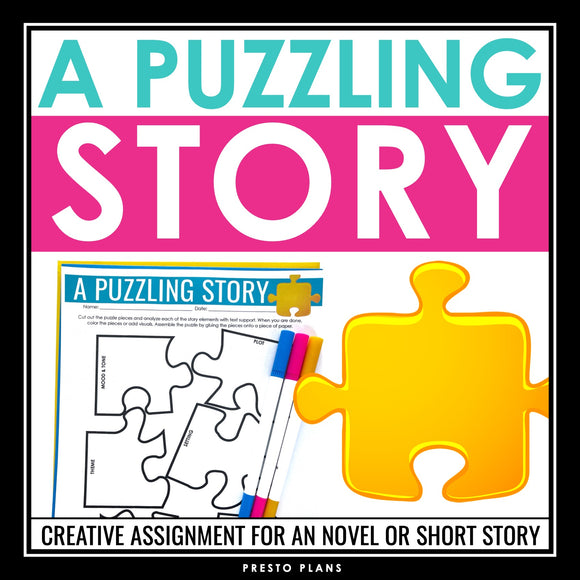 Story Elements Creative Assignment for Any Novel or Short Story - Puzzle