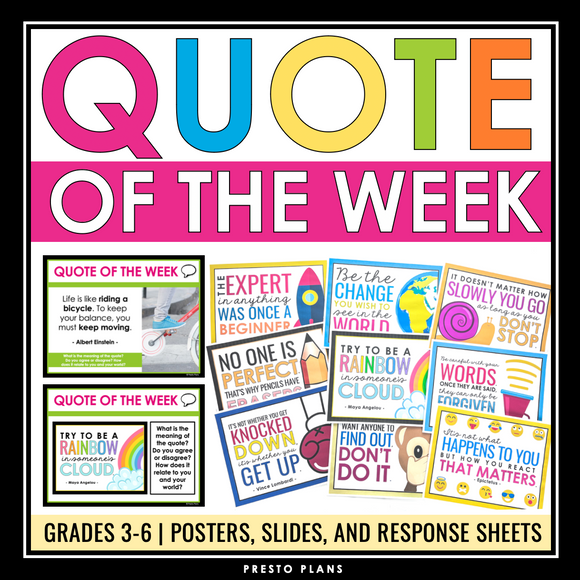 Quote of the Week Posters and Activity - Bulletin Board Display or Bell Ringer