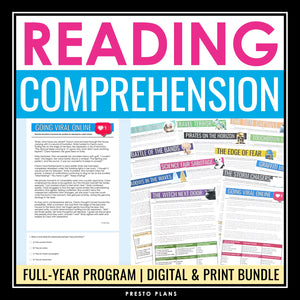 Reading Comprehension Passages & Questions Program - Digital Print Test Prep