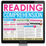 Reading Comprehension Passages and Questions Digital Test Prep Program