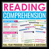 Reading Comprehension Passages and Questions Program - Middle School Test Prep