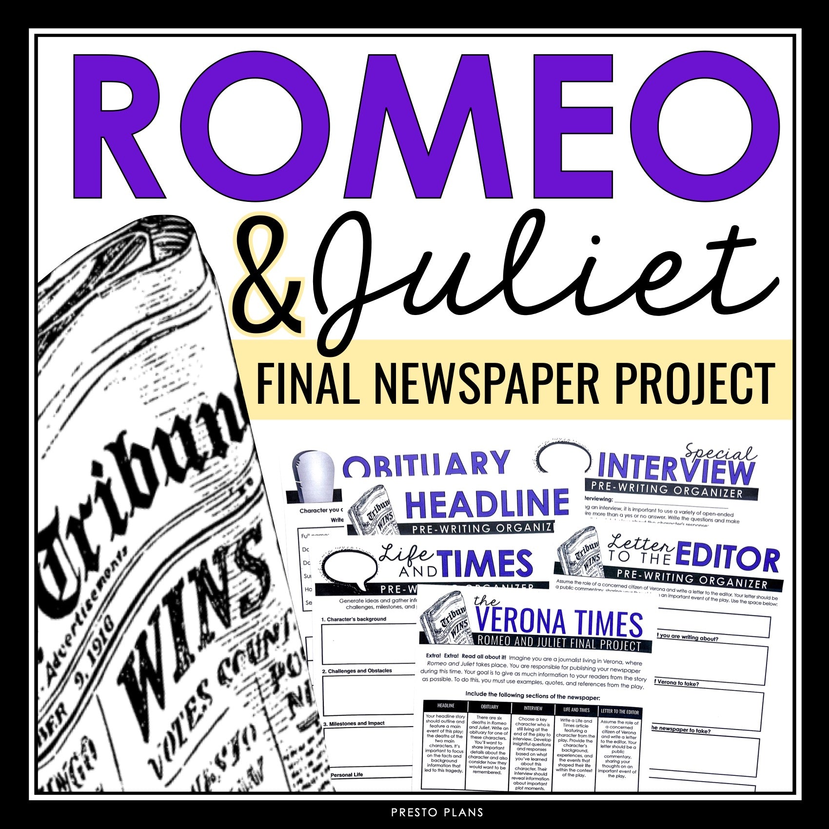 romeo and juliet newspaper assignment
