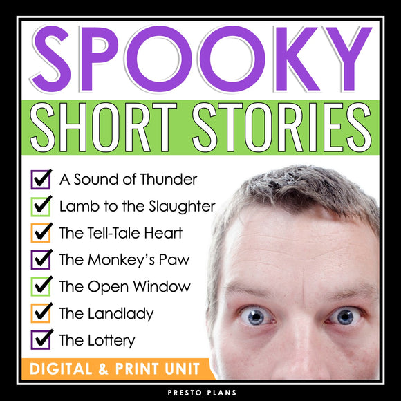 Halloween Short Story Unit Plan - Scary Stories - Digital and Print Bundle