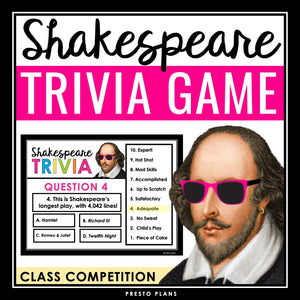 Shakespeare Game - Interactive Slideshow Introduction to Shakespeare Trivia Game