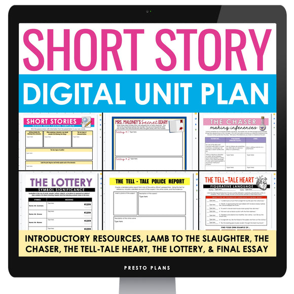 Short Story Digital Unit Plan - Presentations, Assignments, and Activities