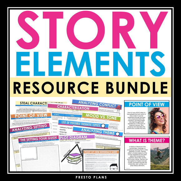 Story Elements - Assignments, Presentations, Activities, and Graphic Organizers