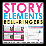 Story Elements and Literary Devices Bell Ringers - Fiction Analysis Warm Ups