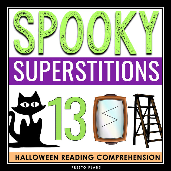 Halloween Reading Comprehension - Superstitions Nonfiction Articles & Questions