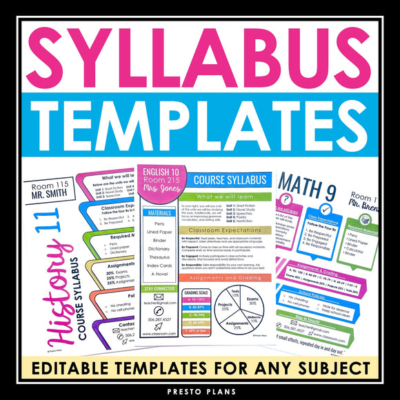 Syllabus Template - Editable Syllabus Infographic Templates for Back to School