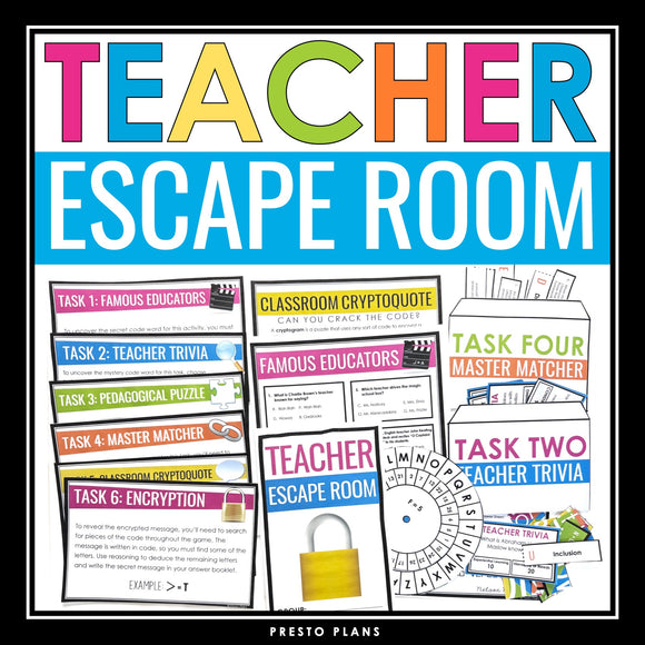 Escape Room Activity for Teachers and School Staff - Breakout Team Building