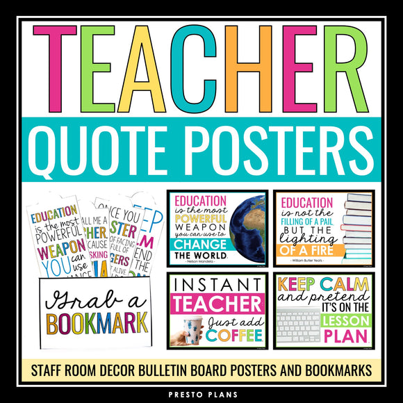 Teacher Quote Posters and Bookmarks - Staff Room Bulletin Board Decor and Gift