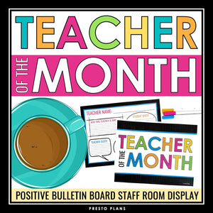 Teacher of the Month - Staff Room Bulletin Board Recognition Award Display