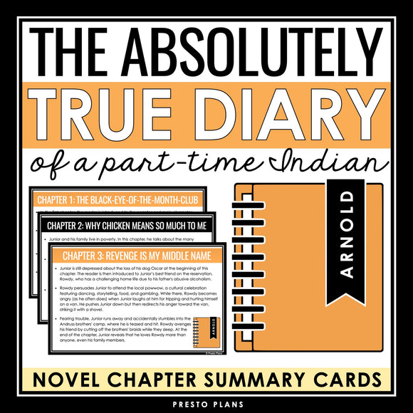 The Absolutely True Diary of a Part Time Indian - Novel Chapter Summary Cards