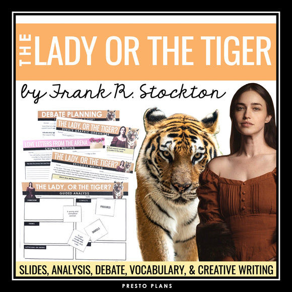 The Lady or the Tiger by Frank Stockton Short Story Unit Lesson and Activities