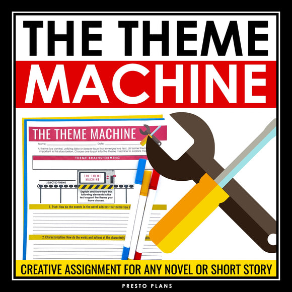 Theme Assignment for Any Novel or Short Story - Story Elements Literary Devices