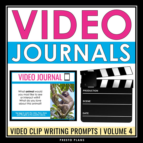 Video Journal Writing Prompts - Video Clip Opinion and Personal Writing Volume 4