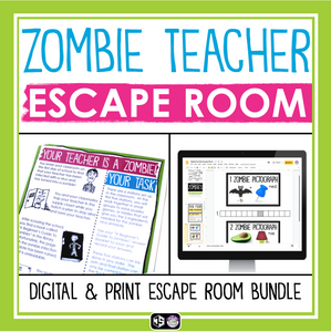 Escape Room Zombie Teacher Breakout Game Team Building Activity - Digital Print