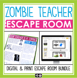 Escape Room Zombie Teacher Breakout Game Team Building Activity - Digital Print