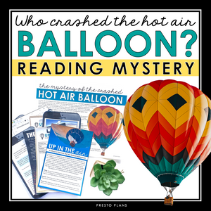 Close Reading Mystery Inference Text Evidence Activity - Crashed Hot Air Balloon