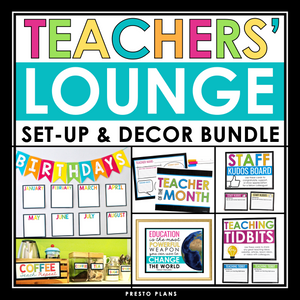 Teachers' Lounge Staffroom Set up and Decor Bundle - Posters and Bulletin Boards