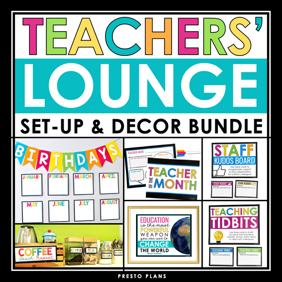 Teachers' Lounge Staffroom Set up and Decor Bundle - Posters and Bulletin Boards