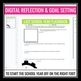 Back to School Activity Reflection & Goal Setting First Week Digital Assignment