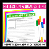 Back to School Activity - Reflection and Goal Setting First Week Assignment