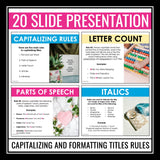 Capitalizing Titles Presentation, Assignments, and Activity - Formatting Titles