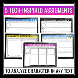 Character Analysis Assignments - Social Media Characterization Activities