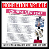 Chinese New Year Reading Comprehension Activity - Lunar New Year Assignment