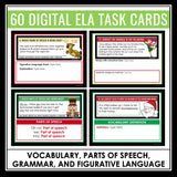 Christmas Digital Task Cards Grammar, Parts of Speech, Vocabulary, Fig. Language