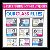 Class Rules Posters - Famous Quotes - Creative Back to School Bulletin Board