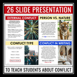 Types of Conflict Lesson - Slides & Story Elements Graphic Organizer Assignment