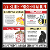 Descriptive Writing Activities - Imagery and Figurative Language Popcorn Writing