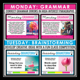 Elementary Bell Ringers - Grammar, Brainstorming, Writing, Videos - Digital