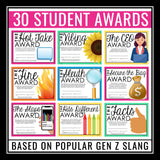 End of the Year Awards - Gen Z Slang Edition Student Awards Certificates