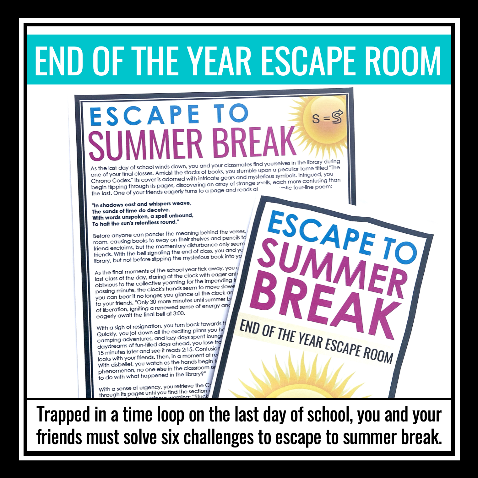 End of the Year Escape Room - Escape to Summer Break Breakout Game Act –  Presto Plans