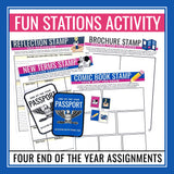 End of the Year Activity - Passport Stations Review & Reflection Fun Assignments