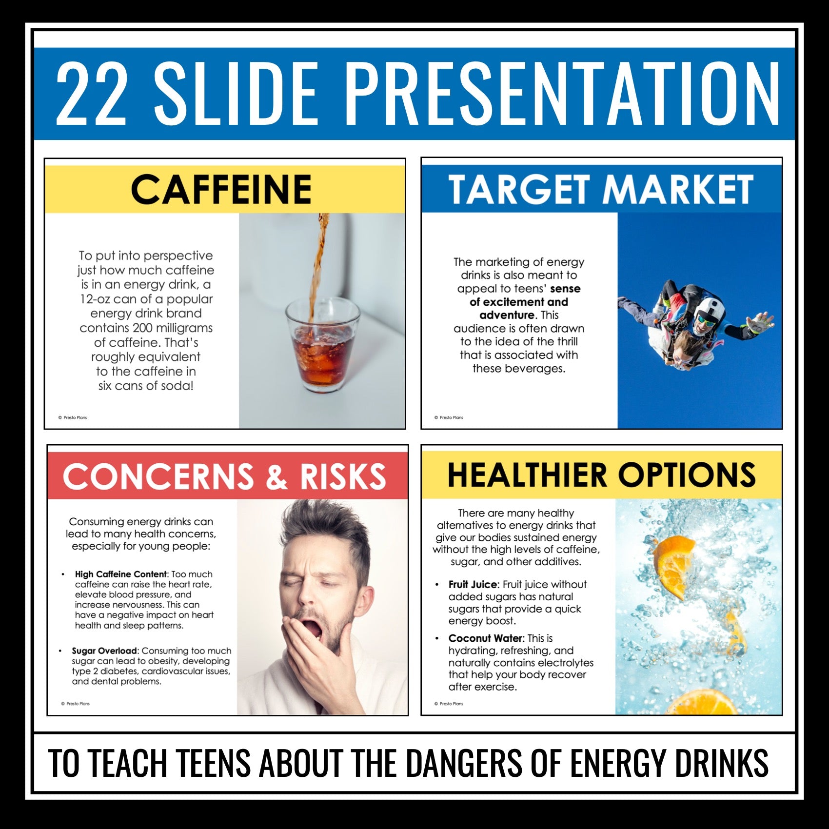 Energy Drinks Health Teen Lesson   Dangers of Energy Drinks Slides ...